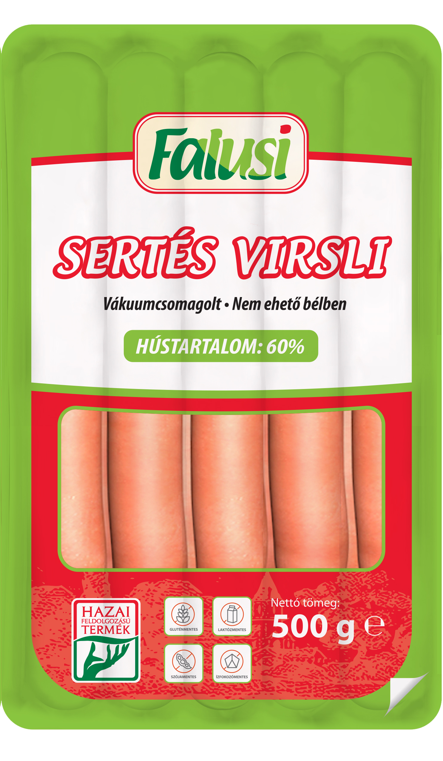 Falusi Sertés virsli műbeles 60% hústartalom egalizált 500g